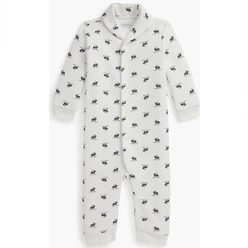 Ralph Lauren Print Fleece Romper New!